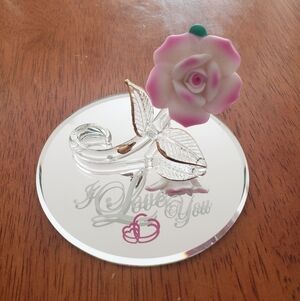 Pink Glass Rose I Love You Handcrafted Glass Baron Hand Crafted Valentine